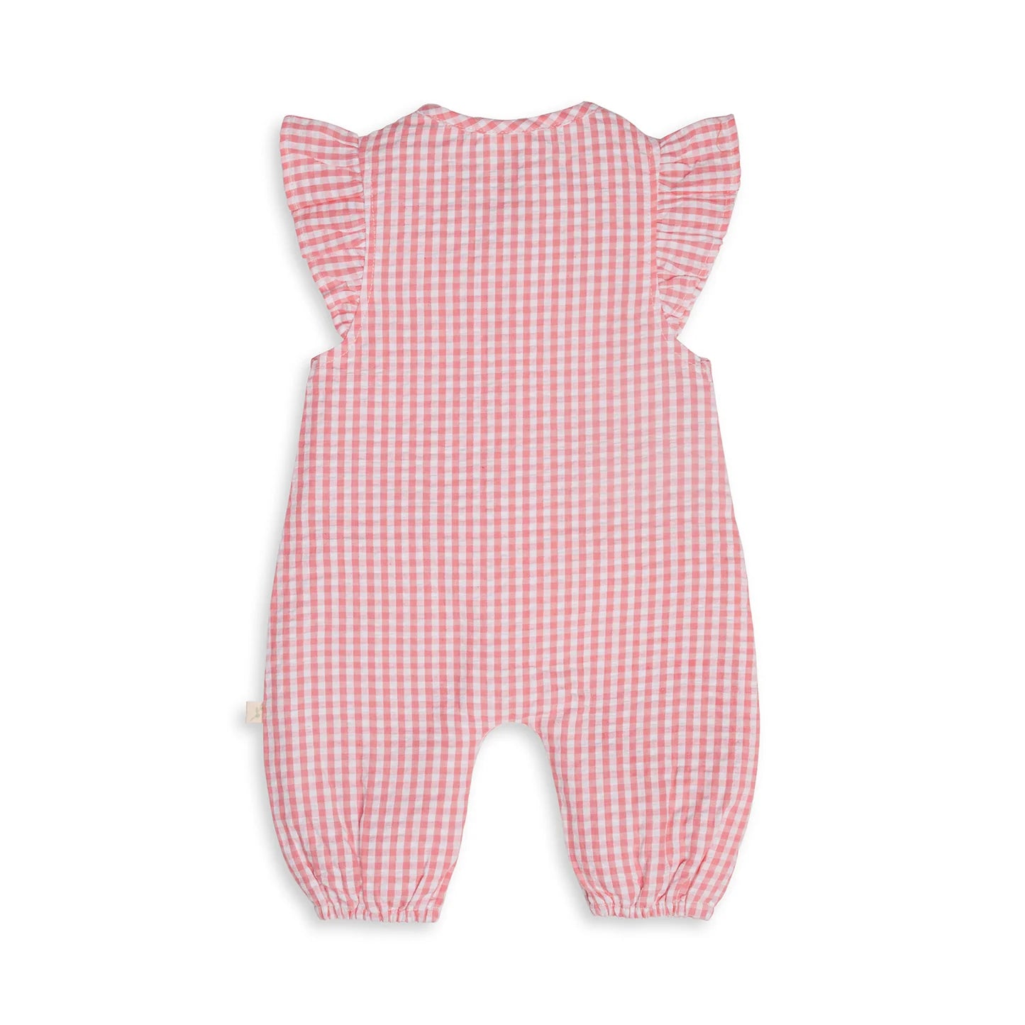 Back View Tiny Twig Playsuit Berry Gingham