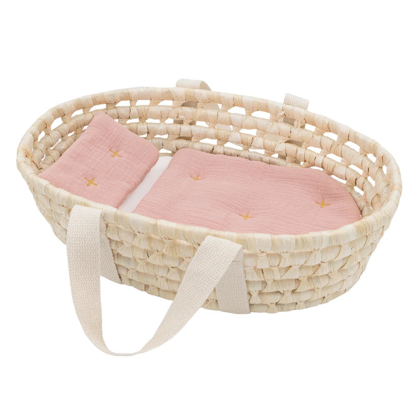 Living Textiles / Rattan Doll Moses Basket Set