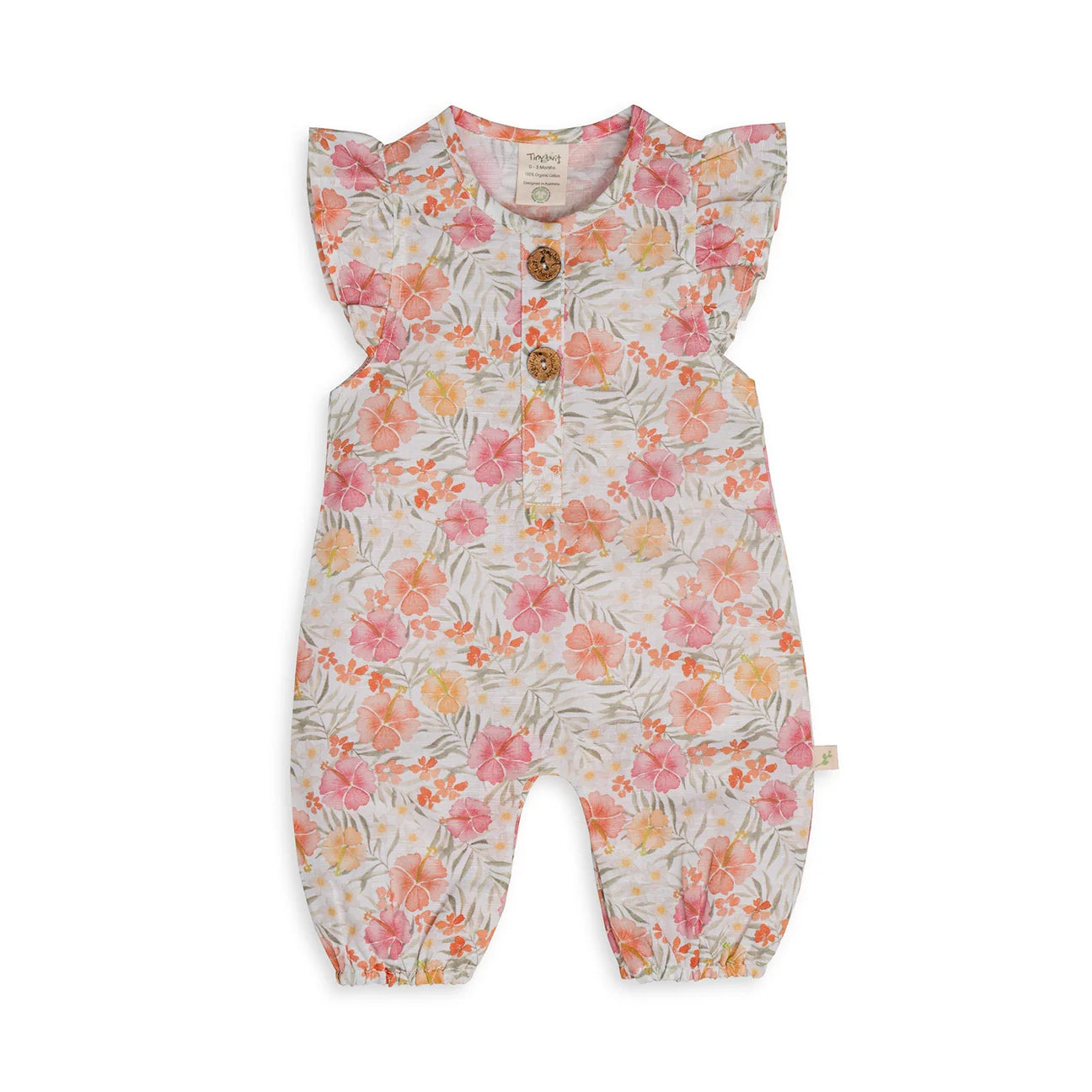 Front View Tiny Twig Playsuit Hibiscus