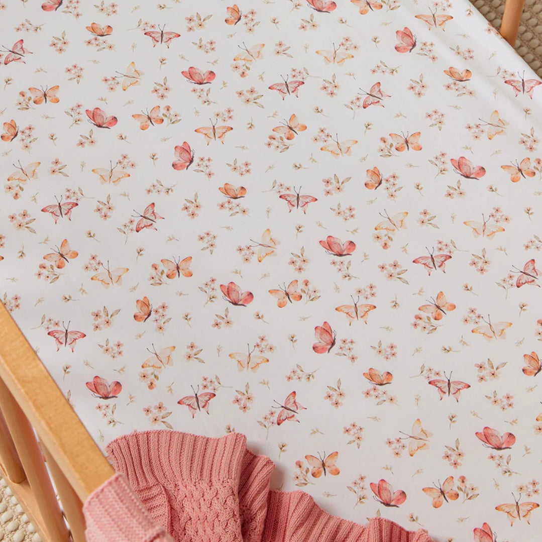 Snuggle Hunny / Cot Sheet - Butterfly