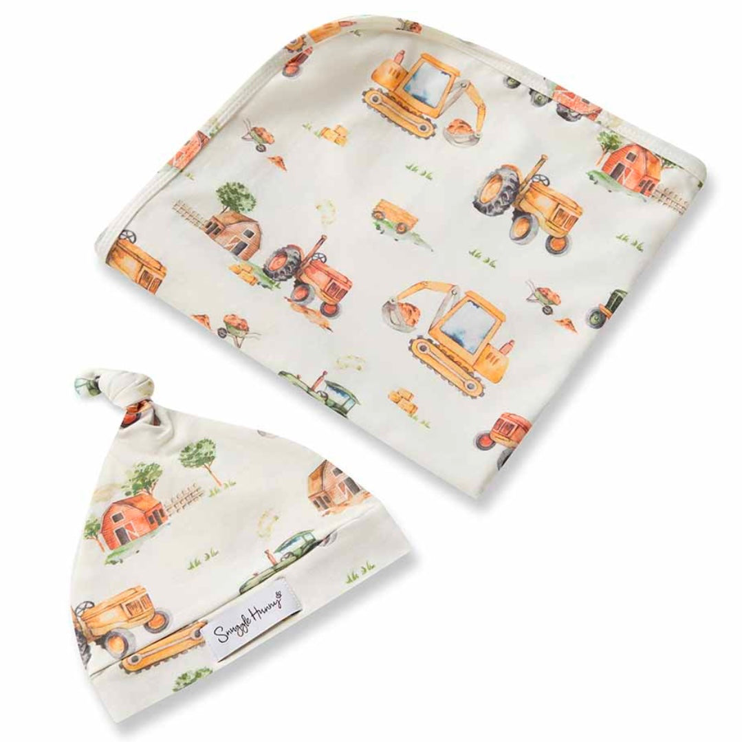 Snuggle Hunny / Jersey Wrap Set - Diggers And Tractors