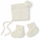 Snuggle Hunny / Bonnet and Booties - Ivory Merino Wool