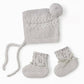 Snuggle Hunny / Bonnet and Booties - Grey Merino Wool