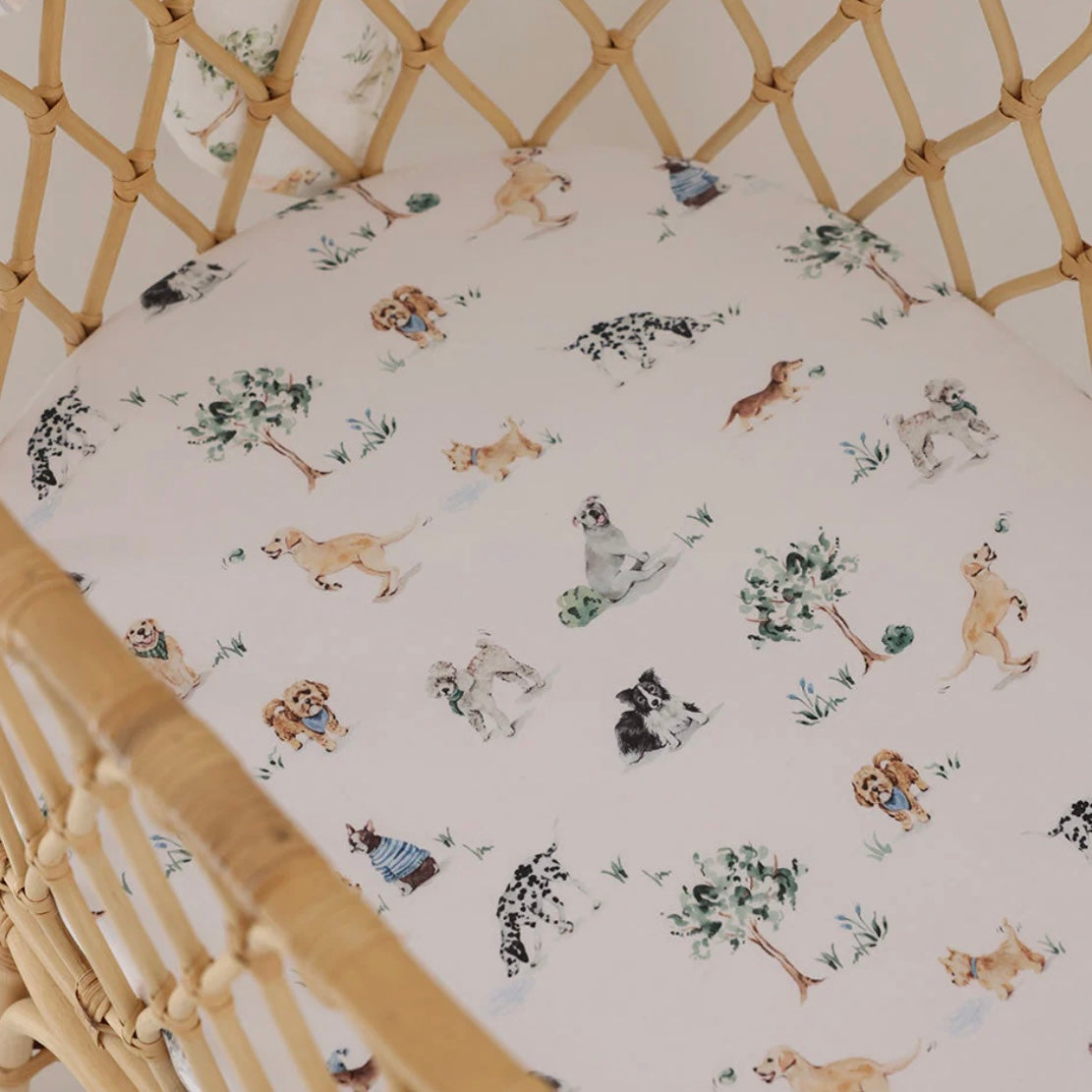 Snuggle Hunny / Fitted Bassinet Sheet - Dog Park