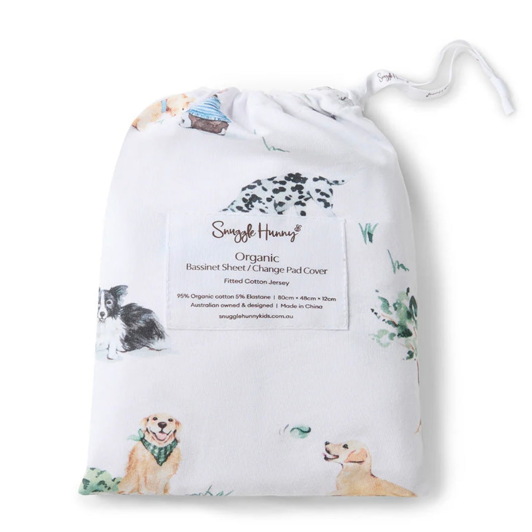 Snuggle Hunny / Fitted Bassinet Sheet - Dog Park