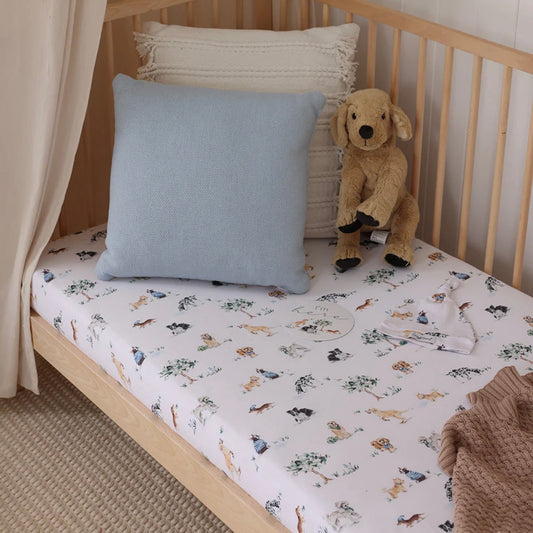 Snuggle Hunny / Fitted Cot Sheet - Dog Park