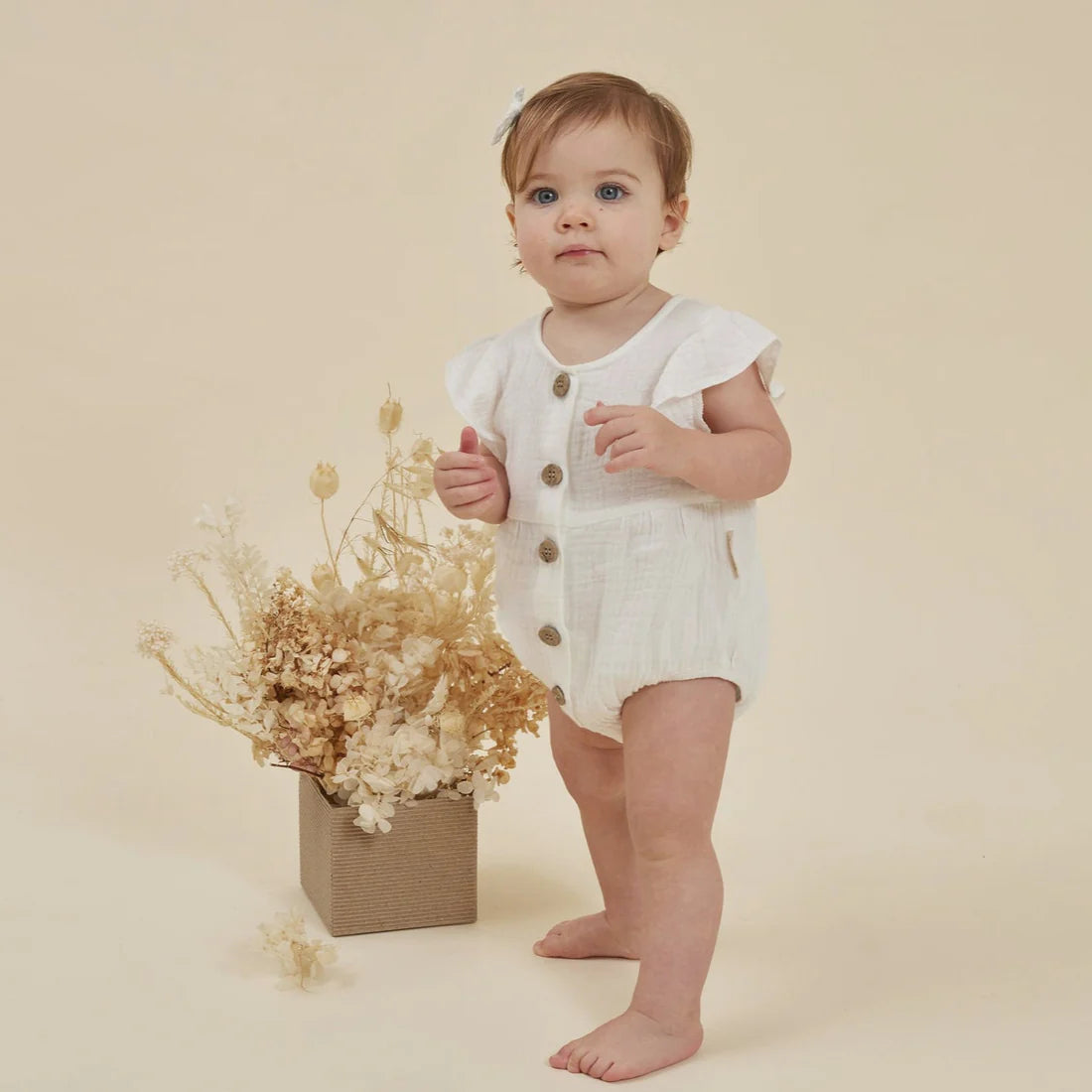 Aster & Oak / White / Muslin Bubble Romper