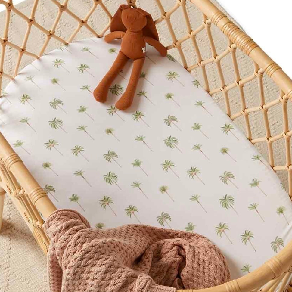 Snuggle Hunny / Bassinet Sheet - Green Palm Tree