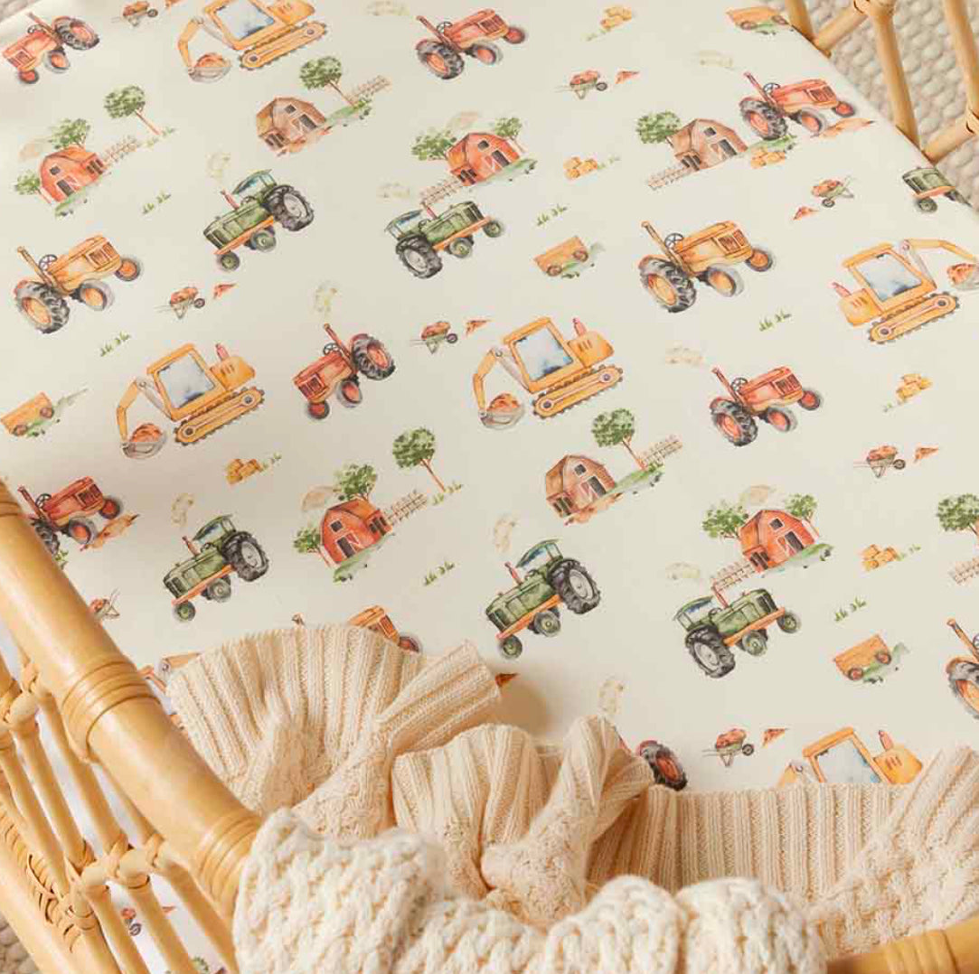 Snuggle Hunny / Bassinet Sheet - Diggers and Tractors