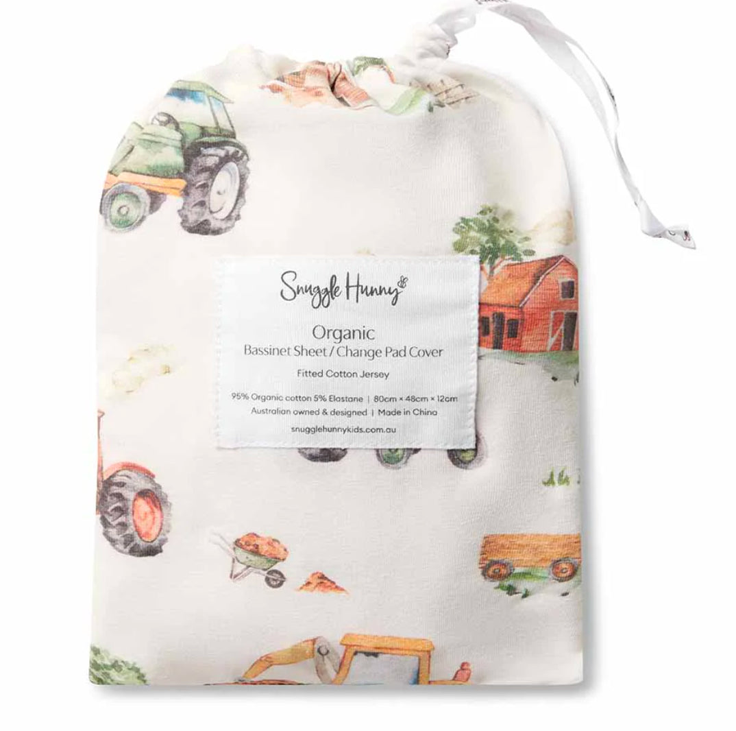 Snuggle Hunny / Bassinet Sheet - Diggers and Tractors