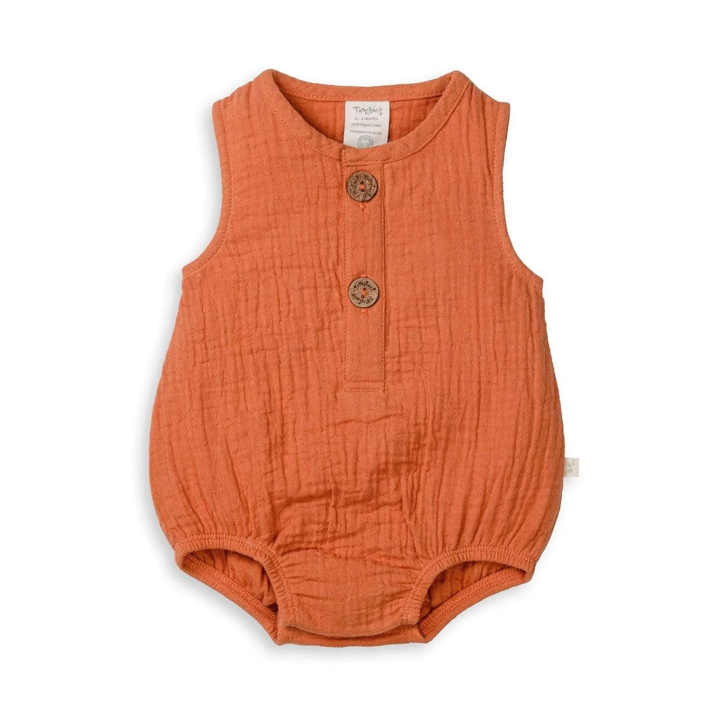 Tiny twig Bubble Romper Caramel in colour front view