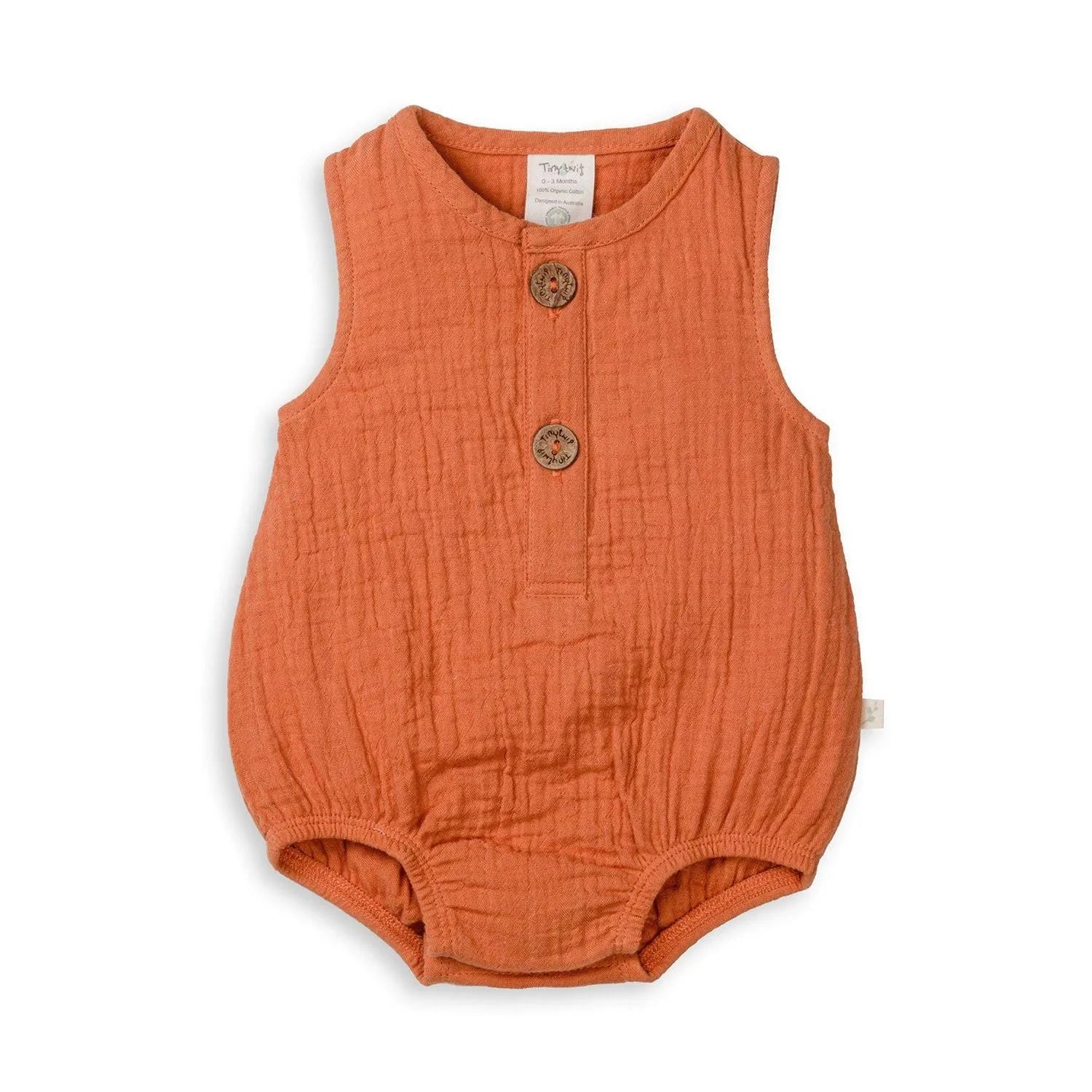 Tiny twig Bubble Romper Caramel in colour front view