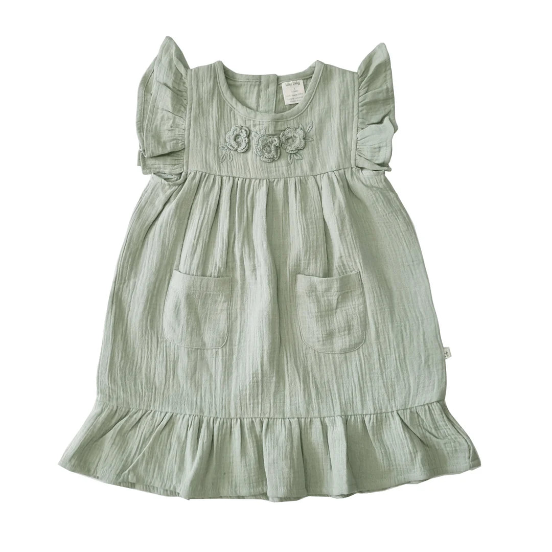 Tiny Twig Peasant Dress Reseda featuring green appearance 